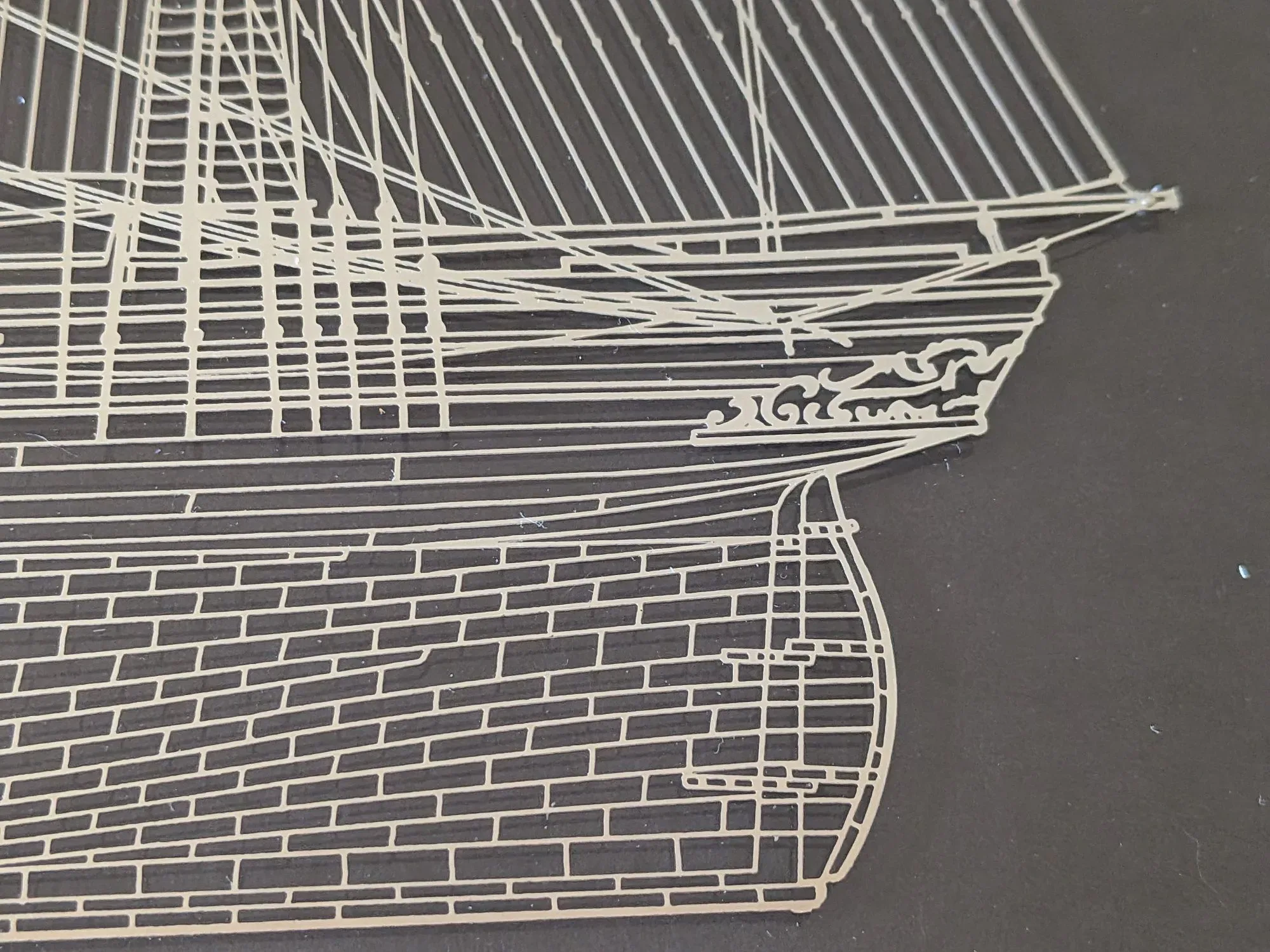 Detailed Ship Relief in Wooden Frame, Nautical Style - Image 8