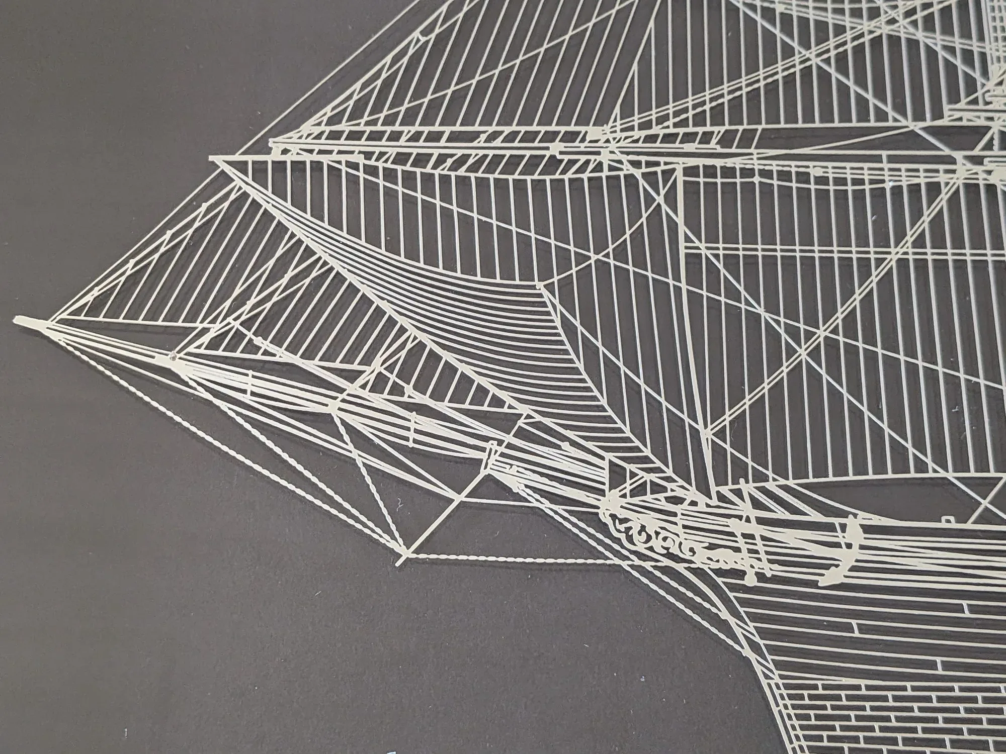 Detailed Ship Relief in Wooden Frame, Nautical Style - Image 3