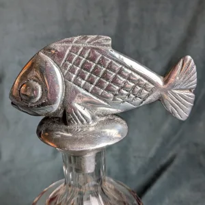 Metall flaskpropp, fiskmotiv, vintagestil