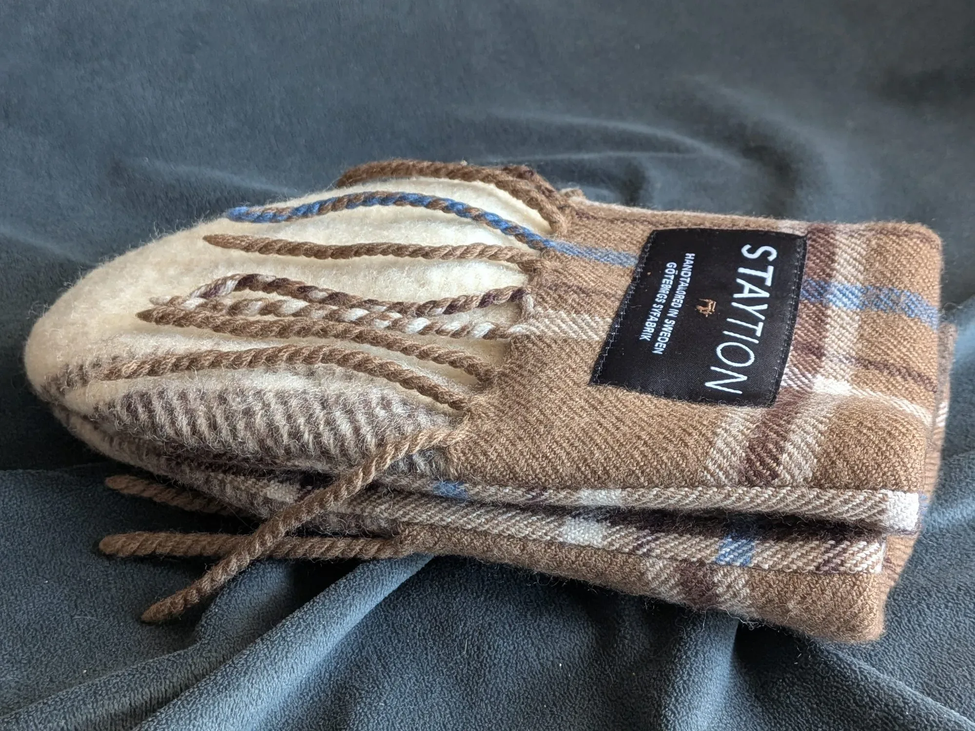 STAYTION Handmade Wool Blend Mittens – Plaid & Solid Color - Image 11