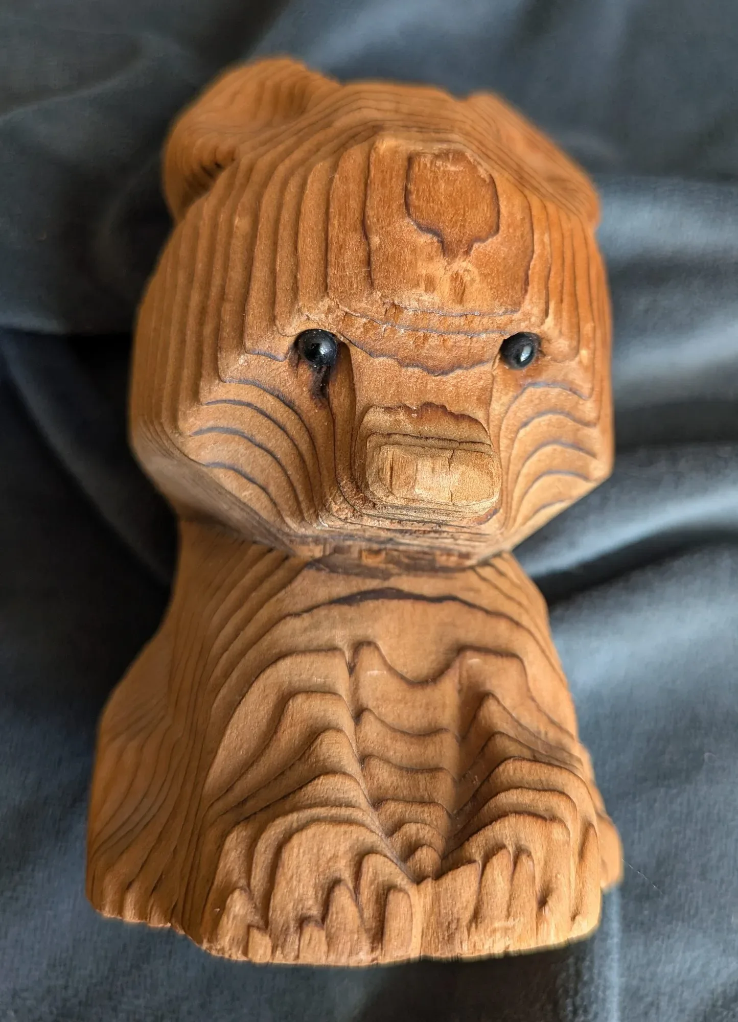 Charming Wooden Bear Figurine in Unique Layered Design - Image 3