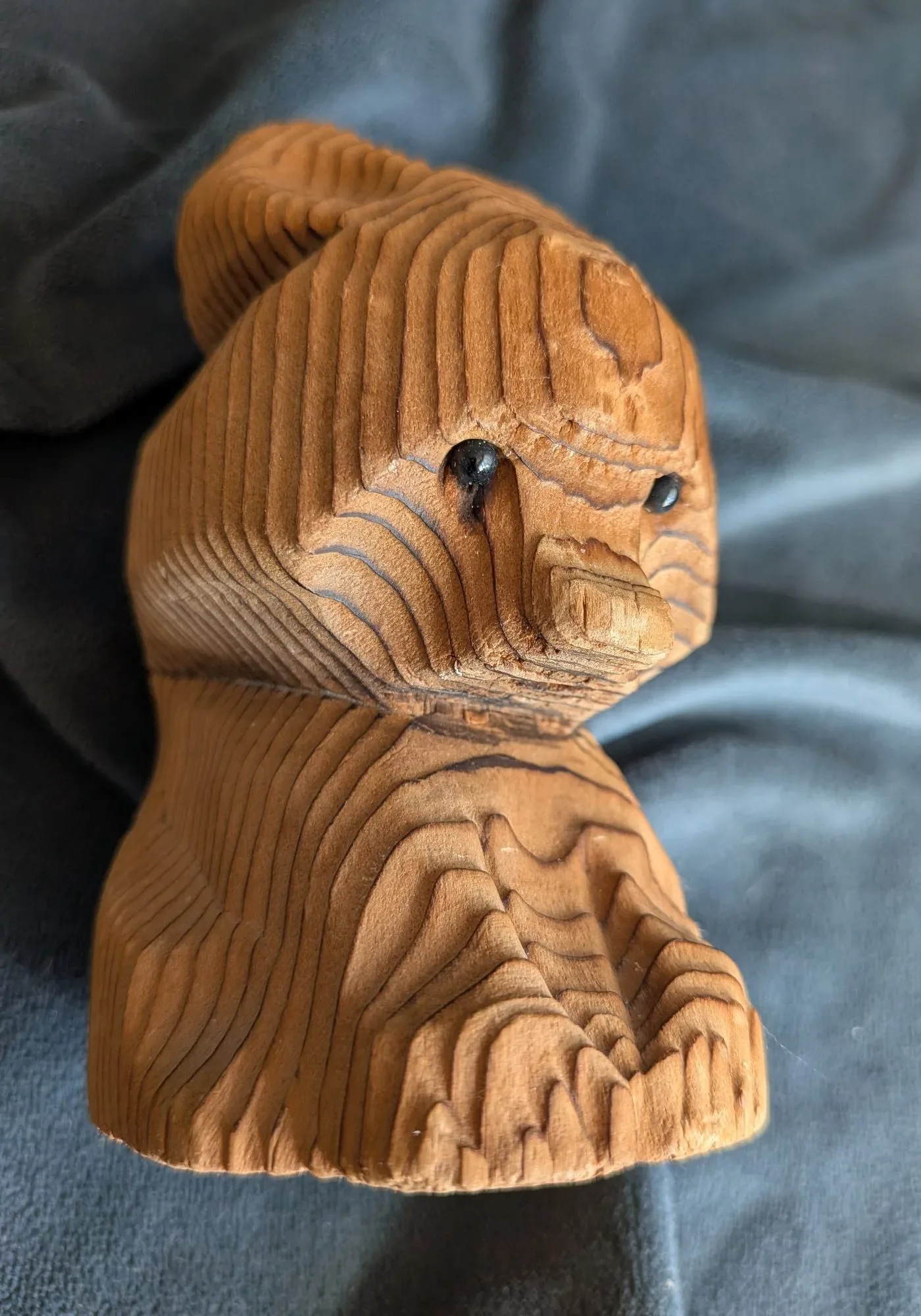 Charming Wooden Bear Figurine in Unique Layered Design