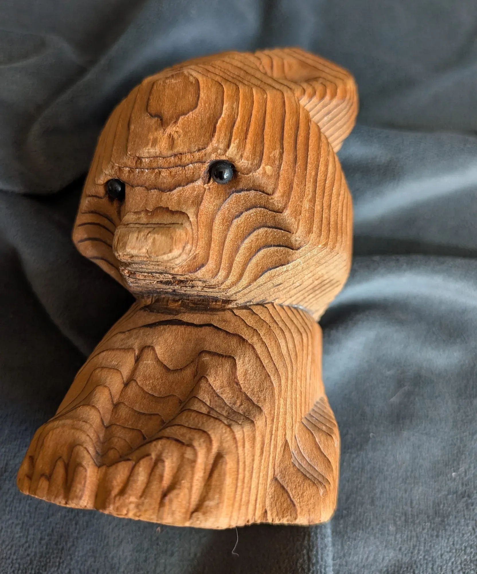 Charming Wooden Bear Figurine in Unique Layered Design - Image 2
