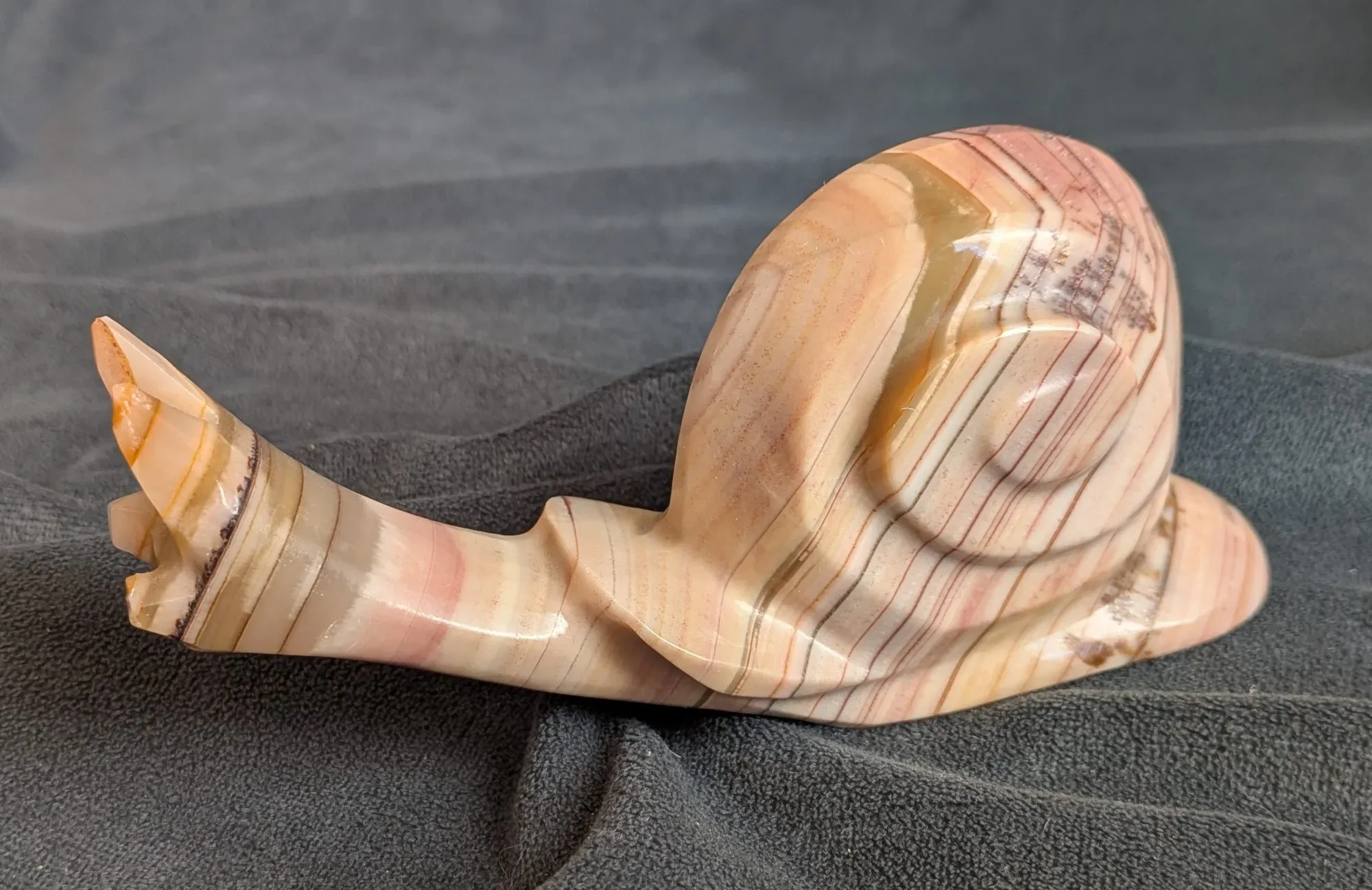 Snail Figurine in Striped Natural Stone