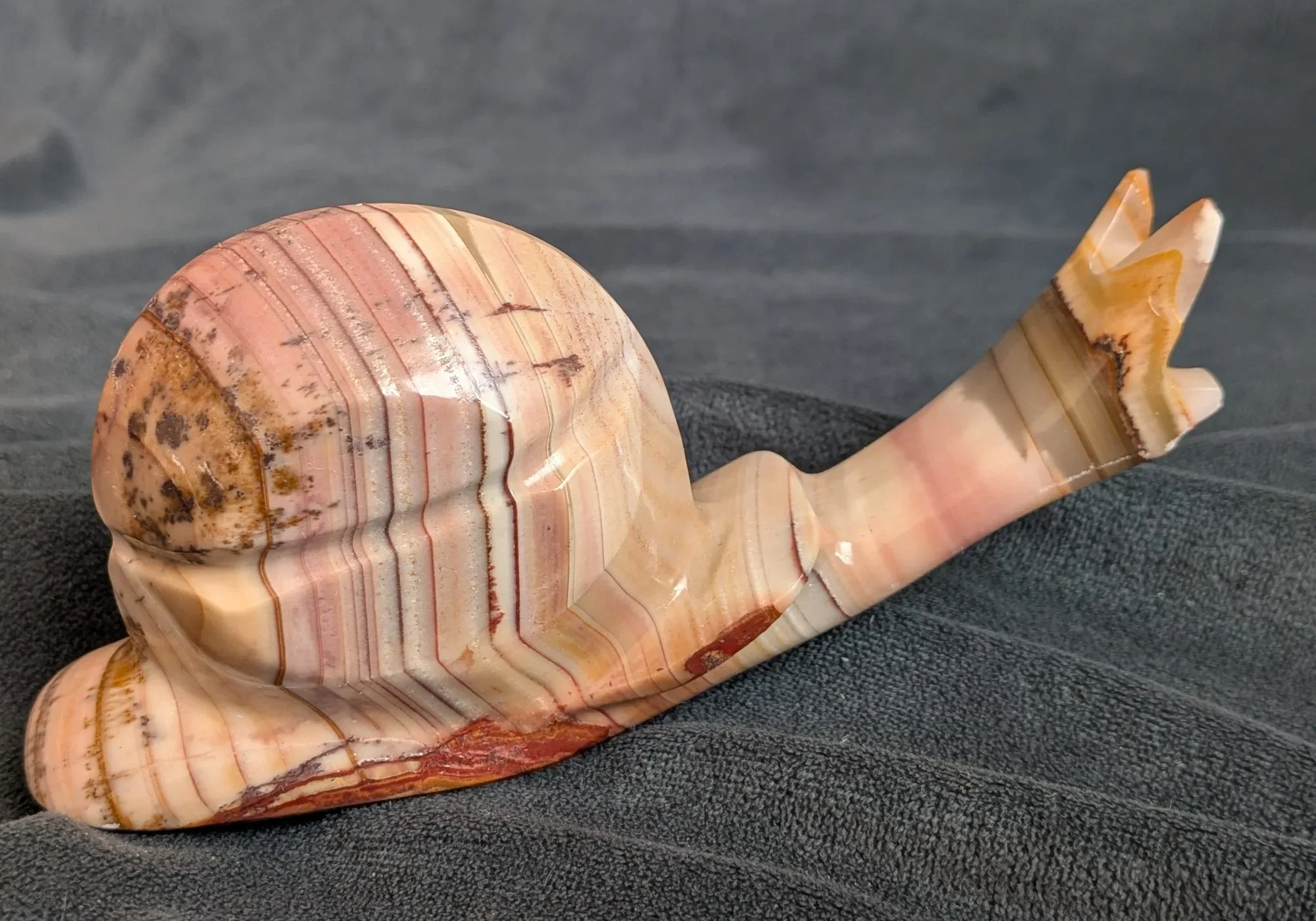 Snail Figurine in Striped Natural Stone - Image 8