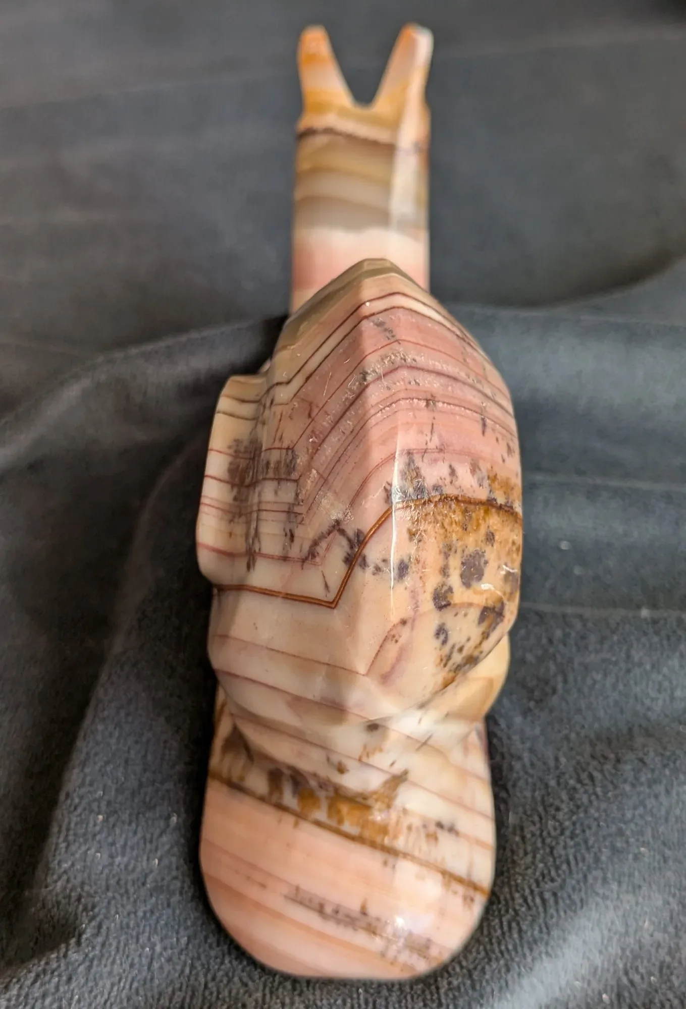 Snail Figurine in Striped Natural Stone - Image 7