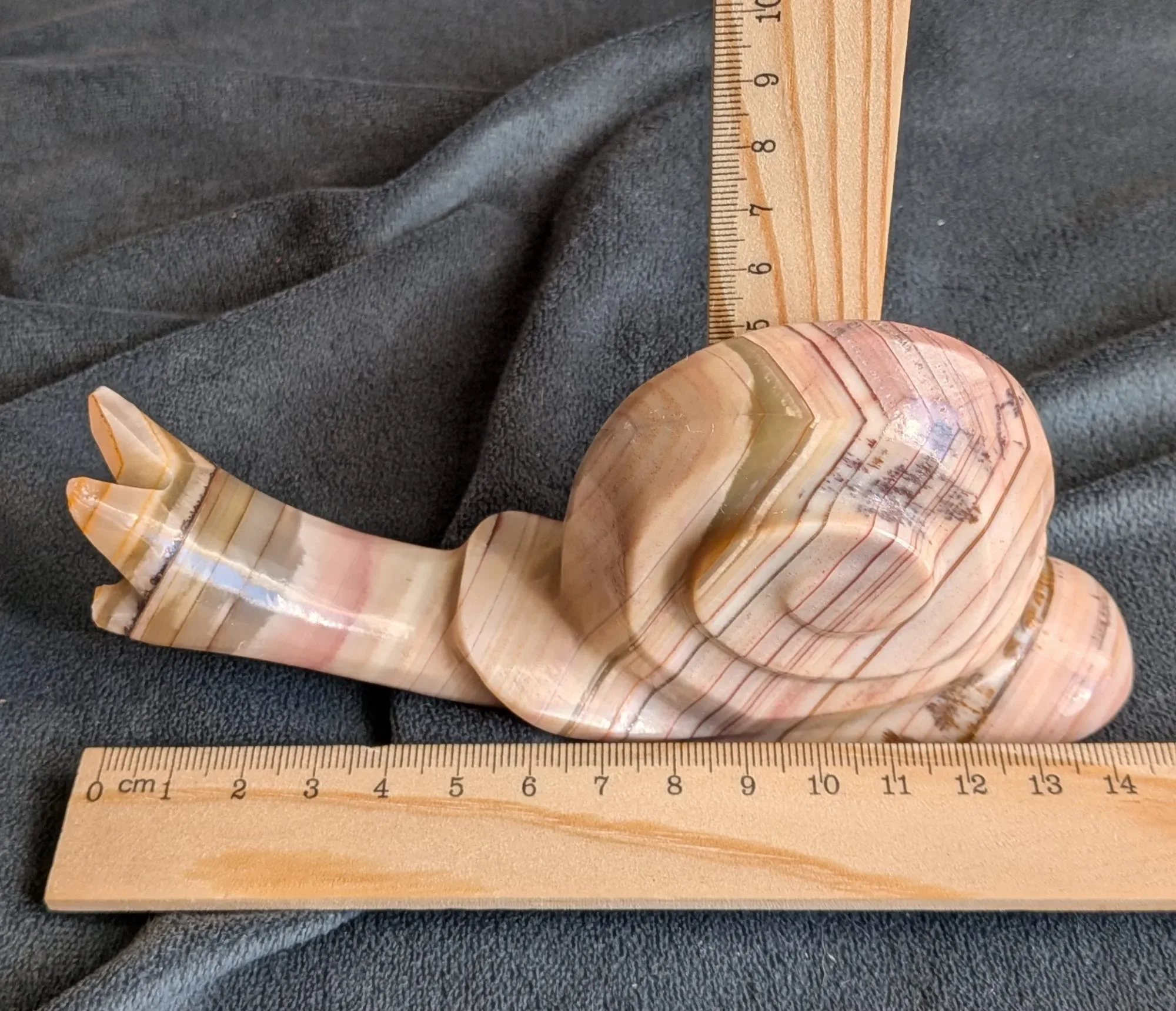 Snail Figurine in Striped Natural Stone - Image 6