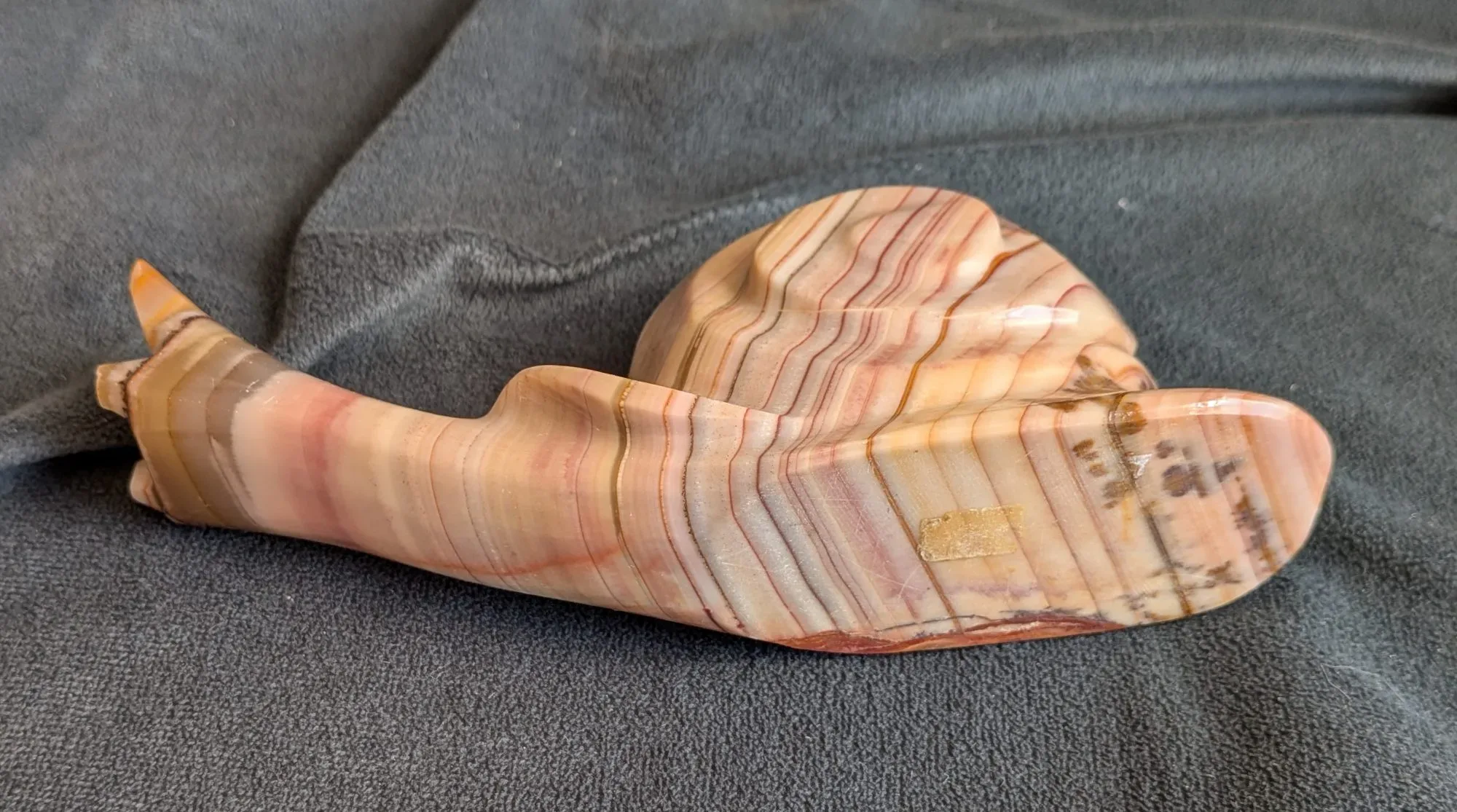 Snail Figurine in Striped Natural Stone - Image 5