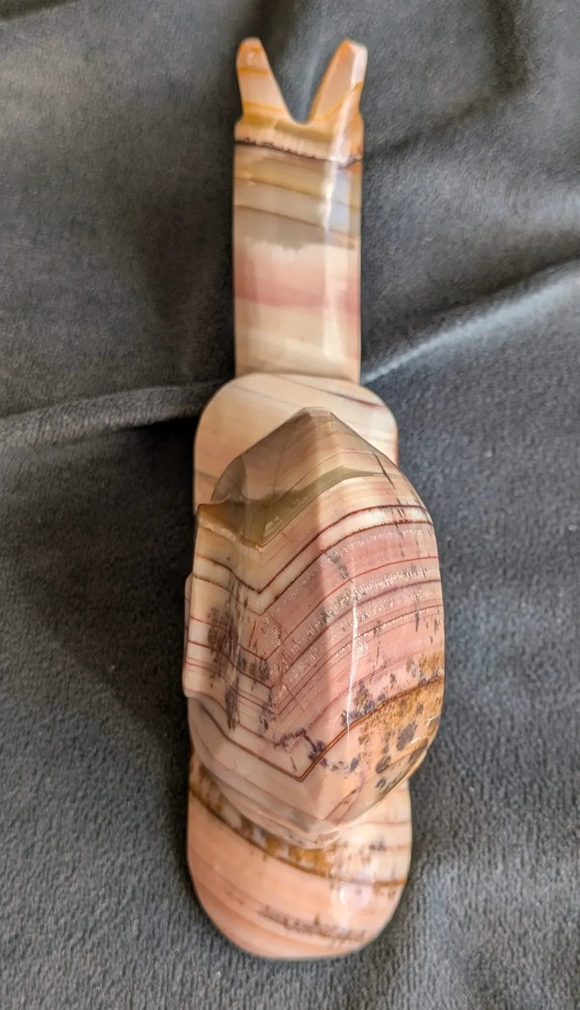 Snail Figurine in Striped Natural Stone - Image 2
