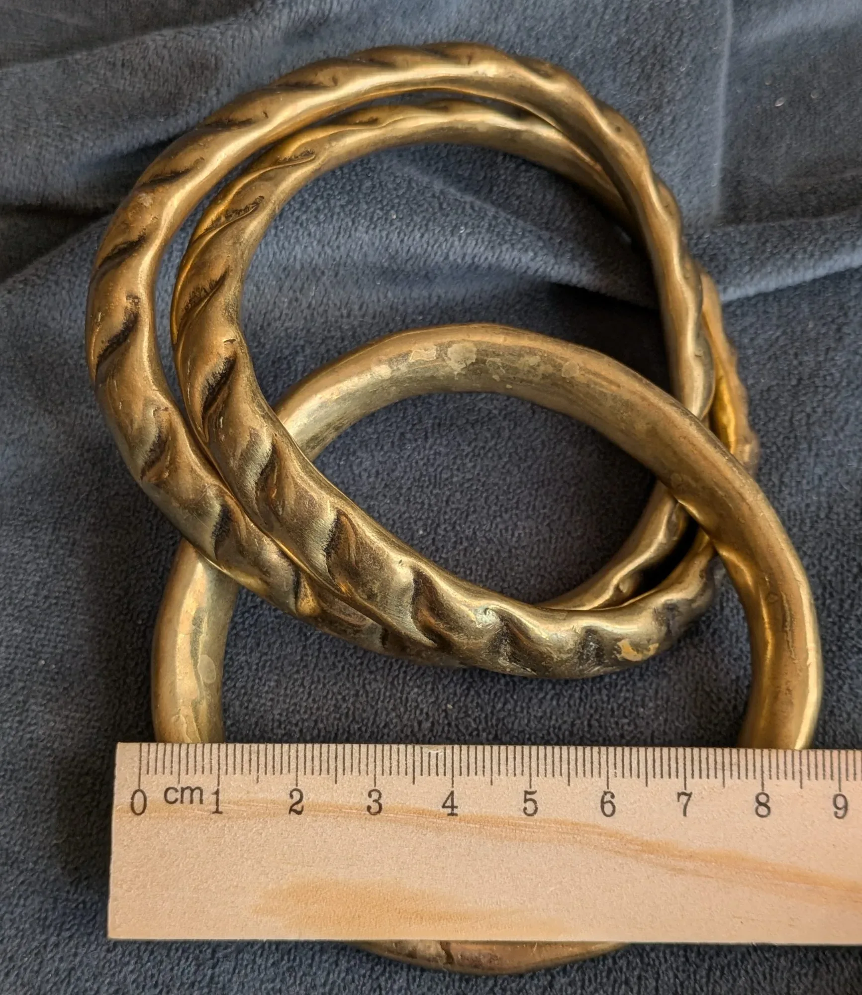 Unika Vintage Armringar i Mässingsfärg, 3 st - Bild 2