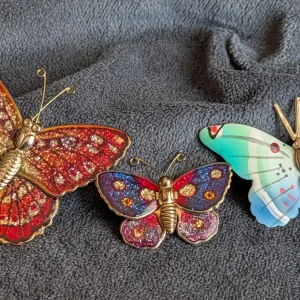 Vintage Butterfly Brooches - Colorful Trio