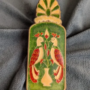 Vintage Metal Gem Clip, Enamel Bird Motif