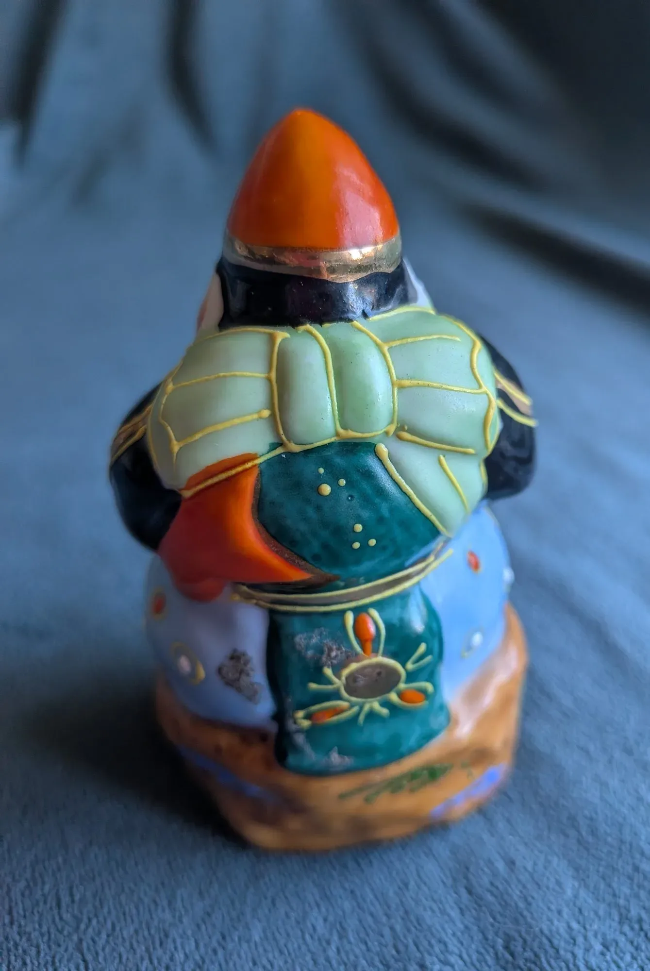 Kutani Keramikfigur, Japansk Lyckogud, Handmålad Vintage - Bild 5