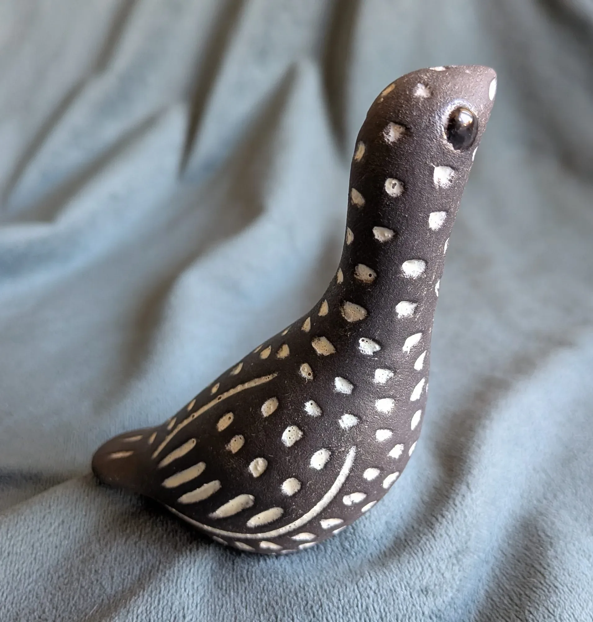 Vintage Keramikfigur Fågel, Cloutier Hantverk, Prickig - Bild 7