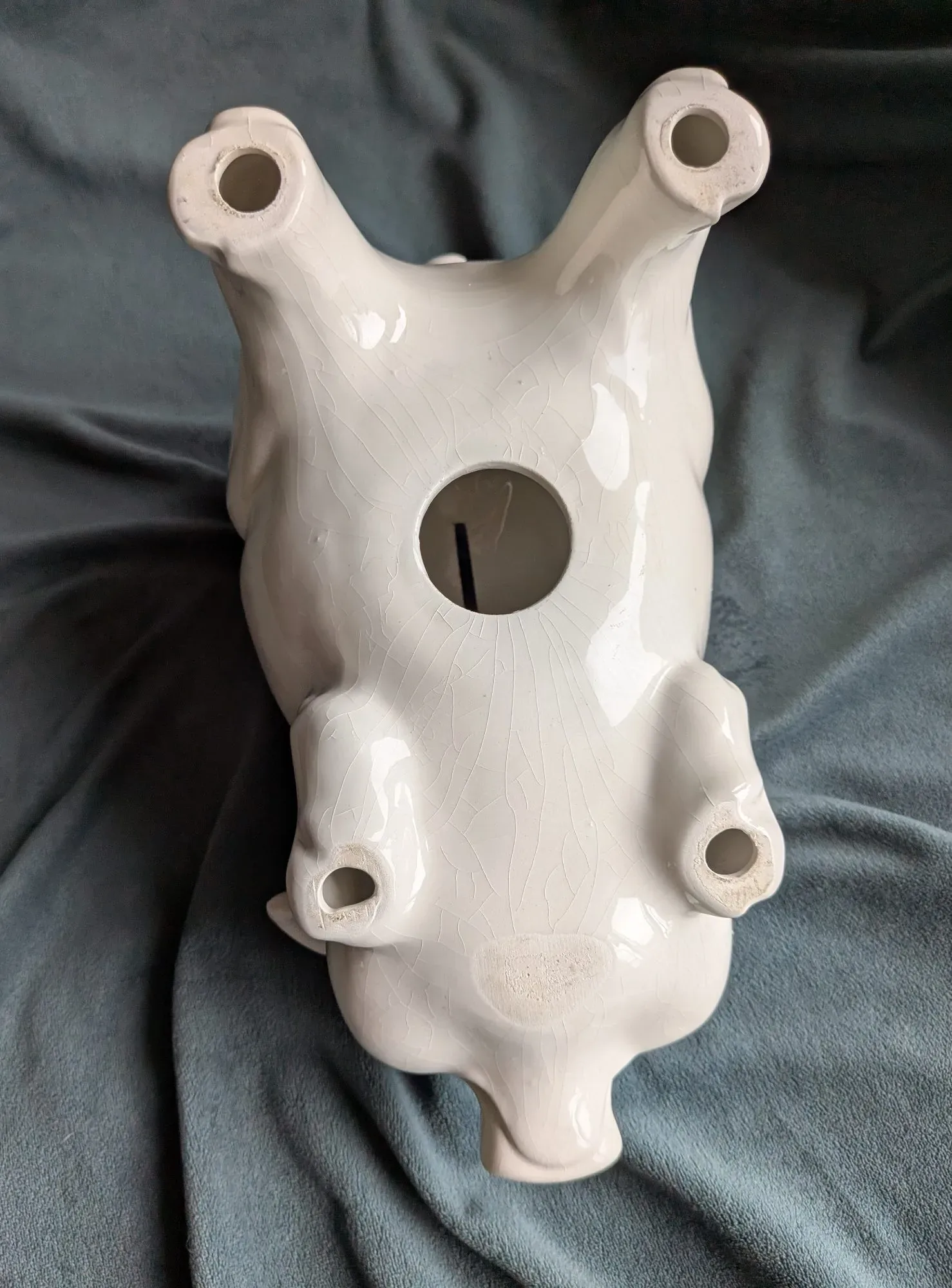 Ceramic Piggy Bank, Hand-Painted Floral Decor, Patinated - Image 4