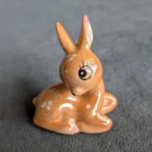 Vintage Patinated Ceramic Fawn Figurine