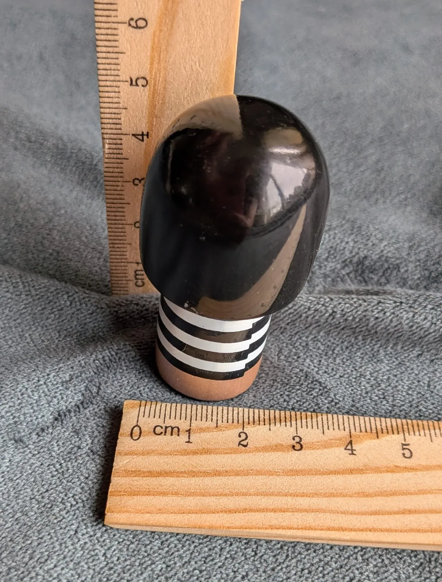 Painted Wooden Figure, Striped Design, Stylized Decor - Image 5