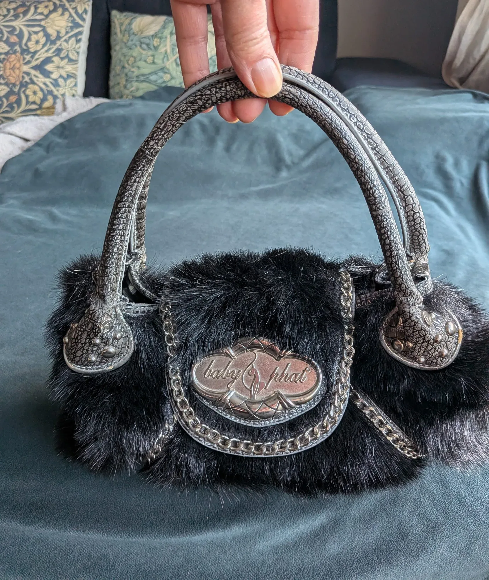 Baby Phat Mini Bag in Faux Fur & Metal, Y2K Style - Image 3