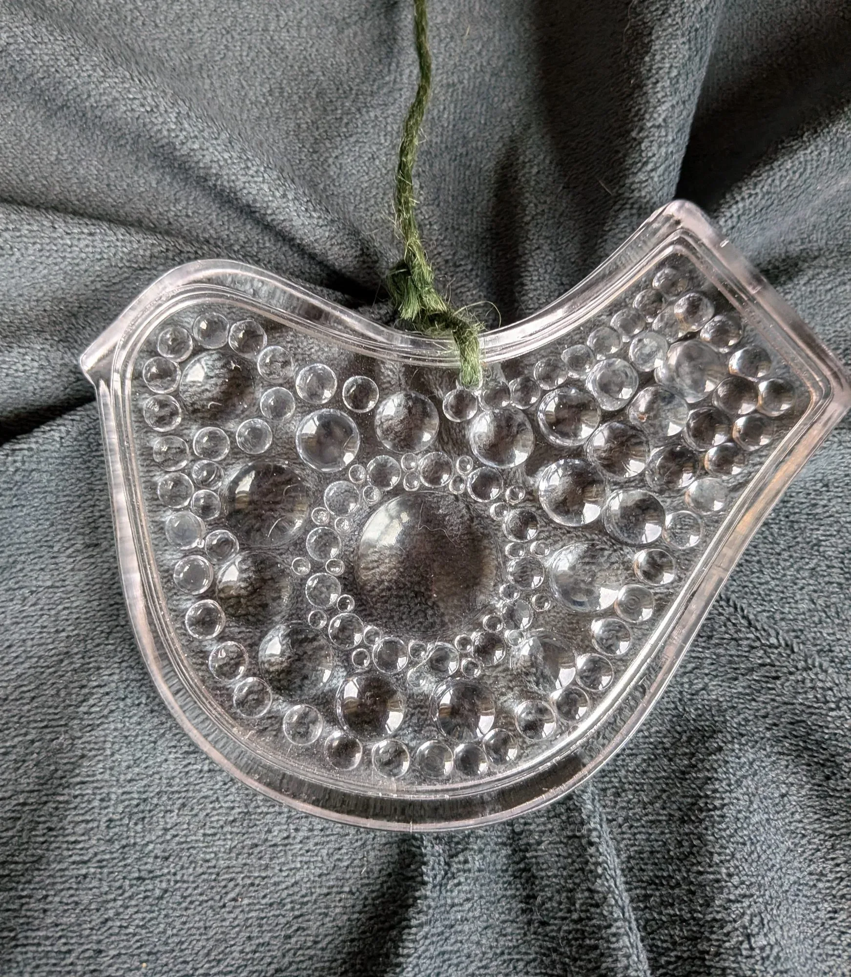 Hadeland Glass Bird Hanging Ornament with Bubble Pattern
