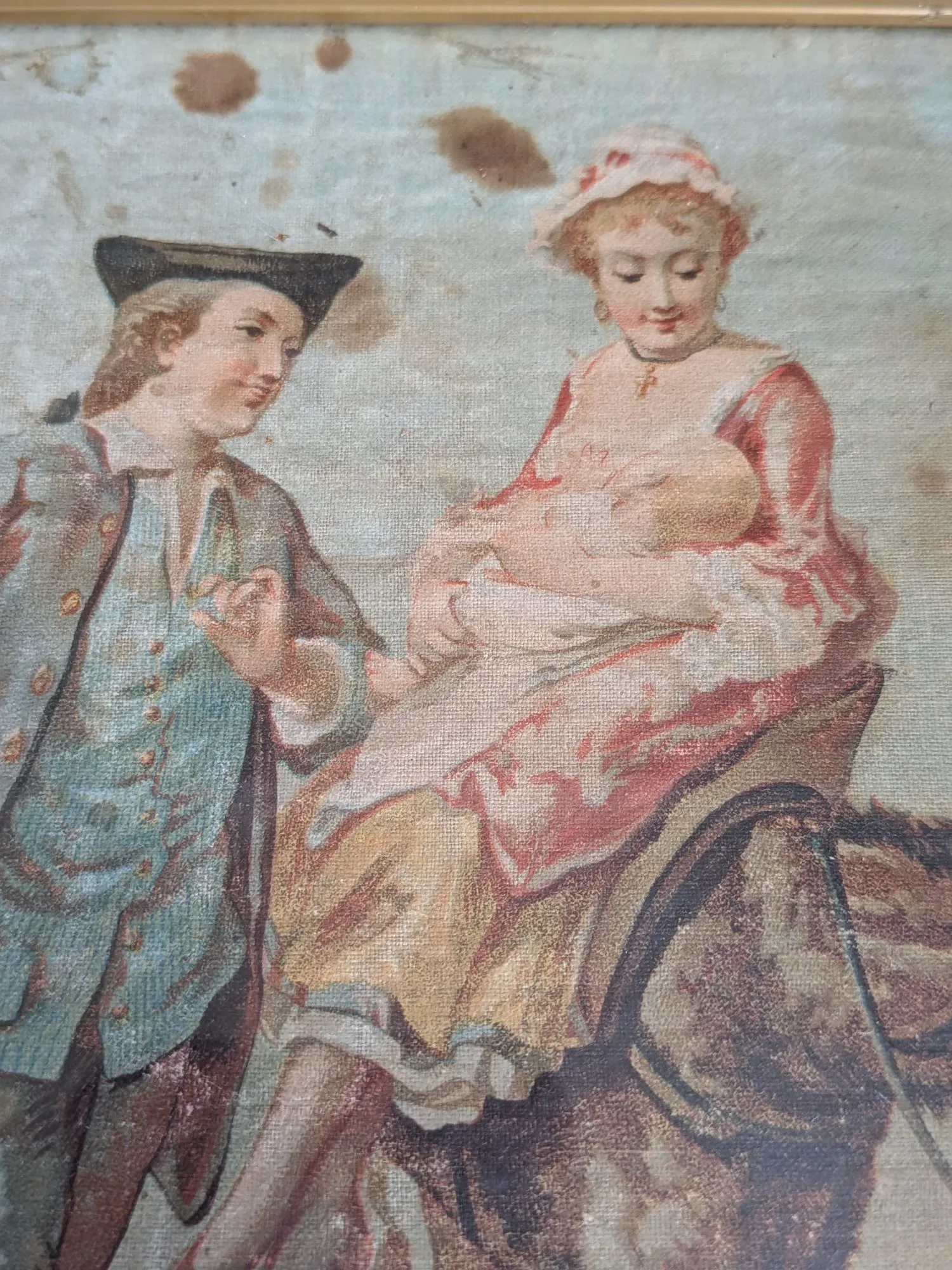 Early 20th Century Framed Rococo Style Textile Pictures, Set of 3 - Image 2