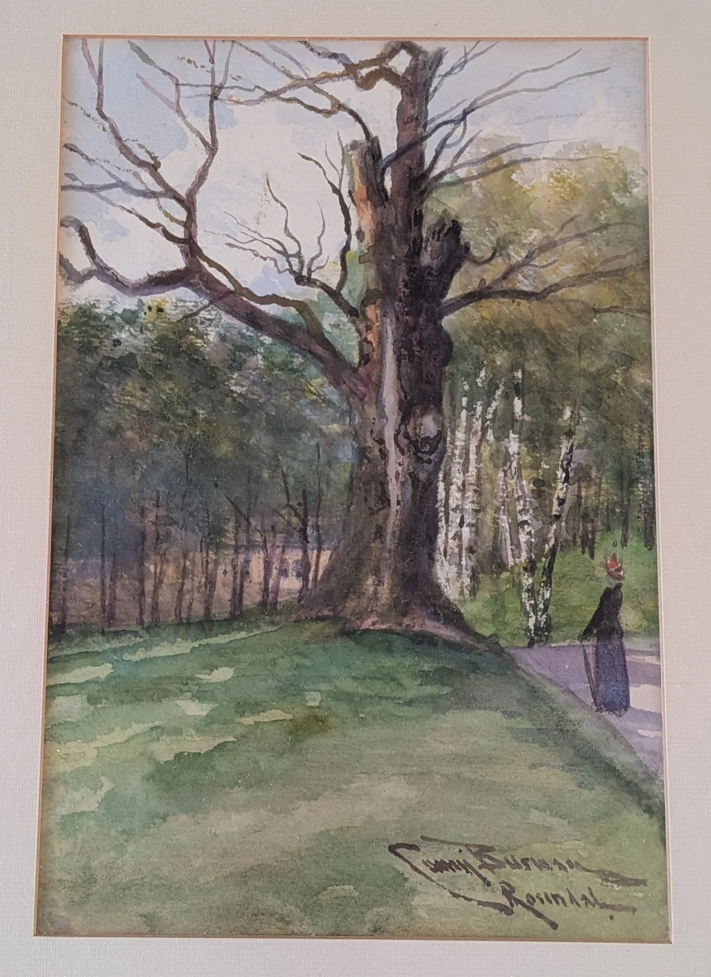 Conny Burman Watercolor: Landscape Park Motif, Period-Typical - Image 10