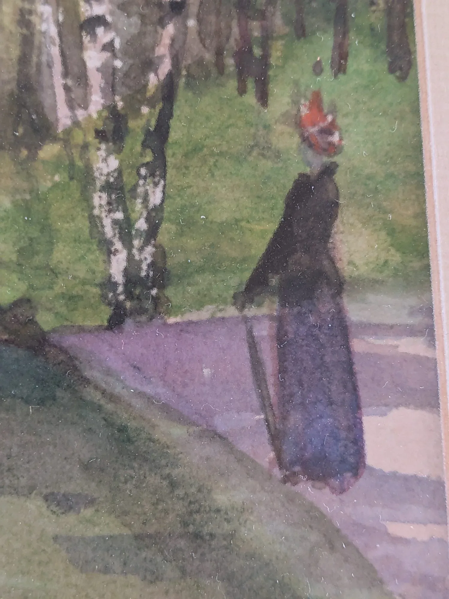 Conny Burman Watercolor: Landscape Park Motif, Period-Typical - Image 9