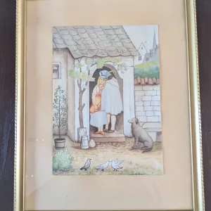 L. Eklund Watercolor Painting, 1951, Romantic Scene
