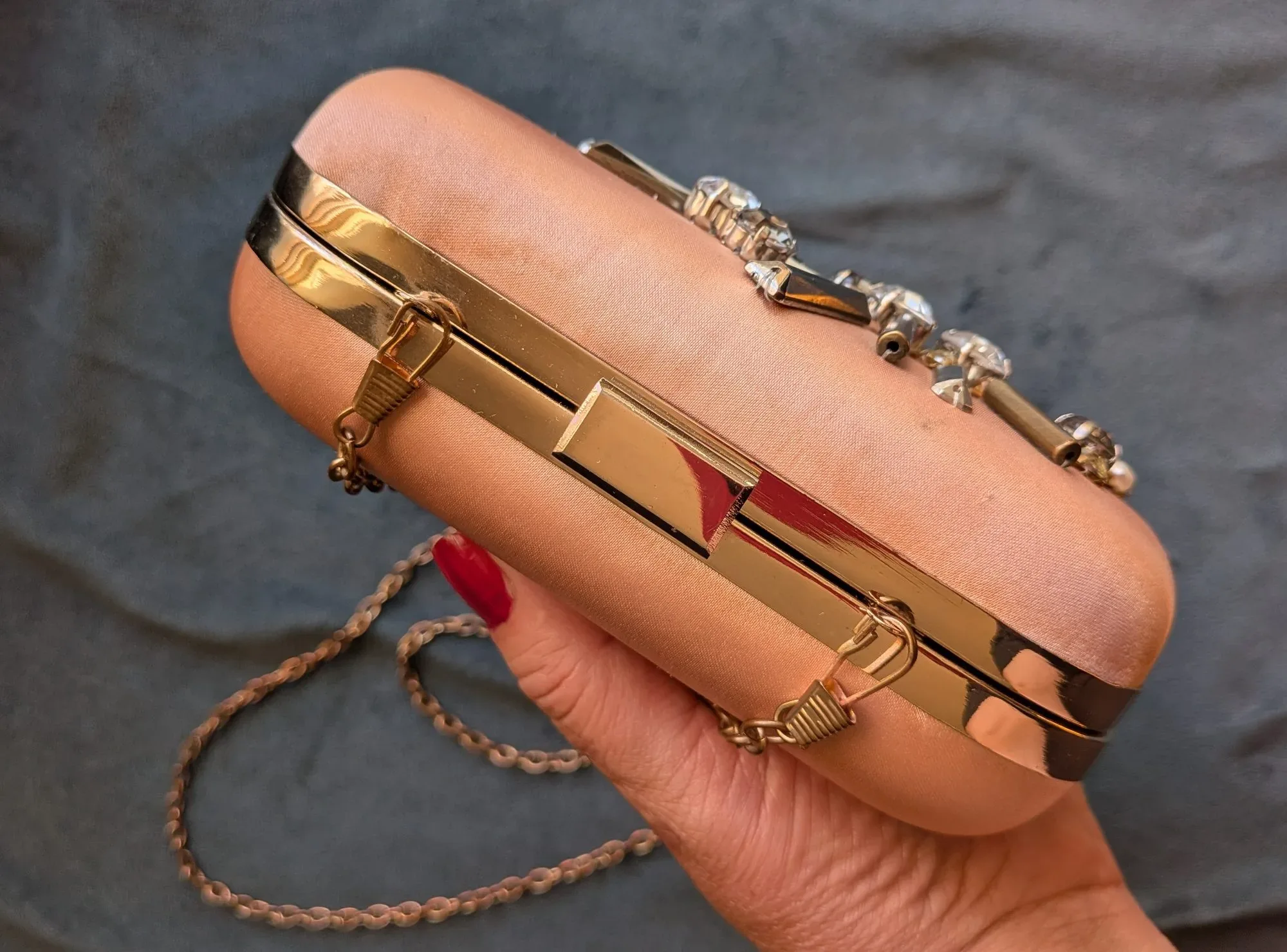 PARFOIS Hard-Shell Satin Clutch with Rhinestones - Image 5
