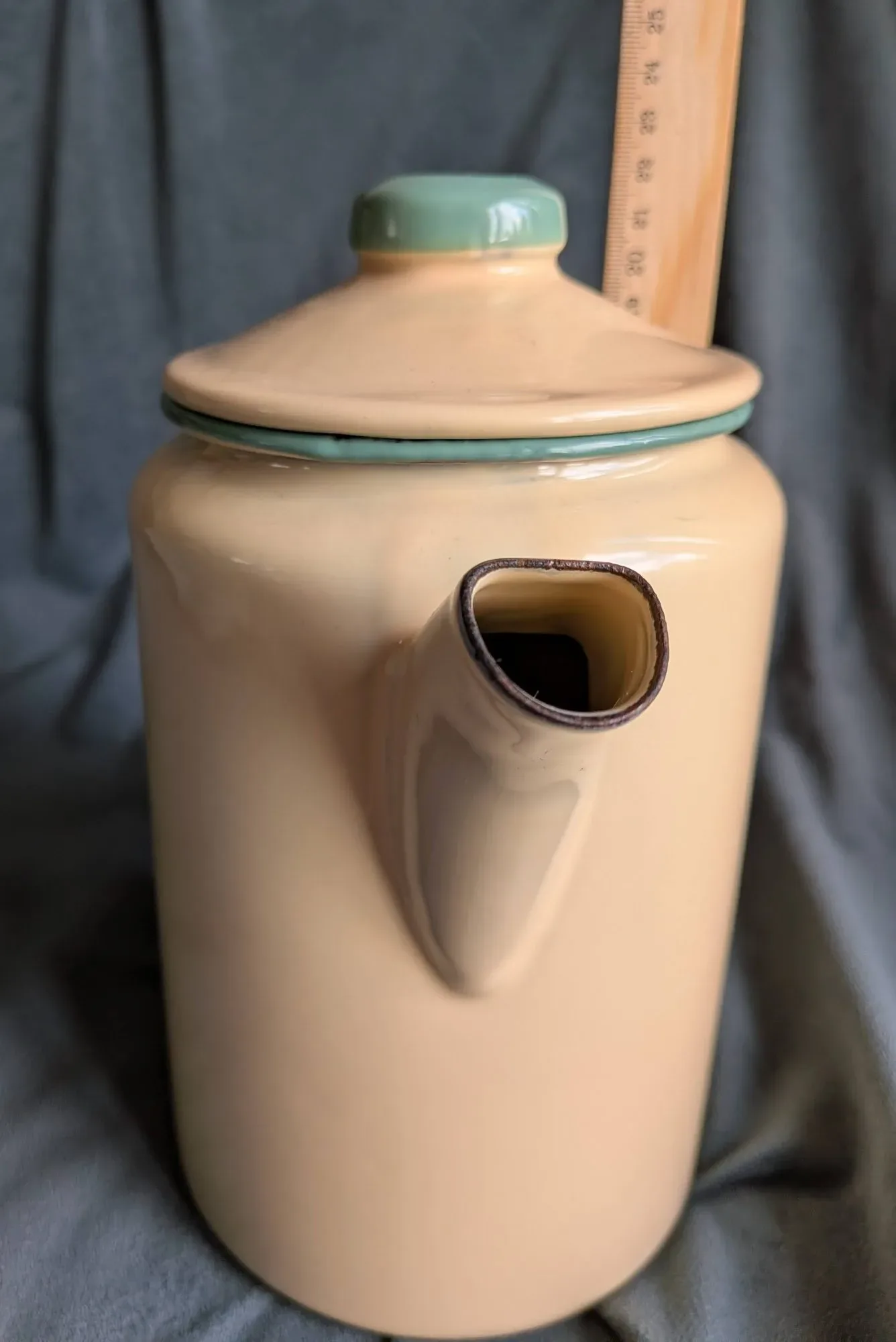 Emaljerad Kaffekanna Retro Krämvit Svart Grön - Bild 6