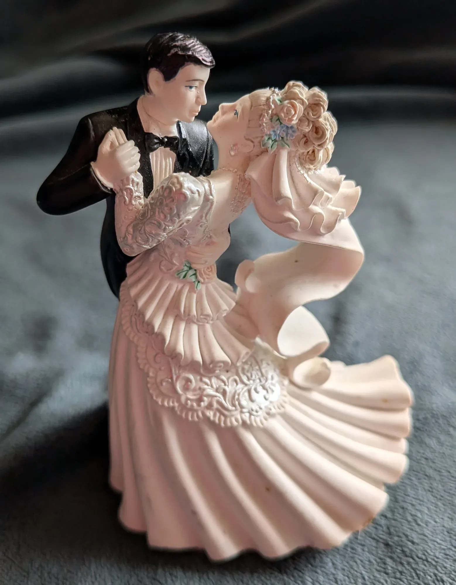 Dancing Bridal Couple Figurine, Resin, Wedding Decor