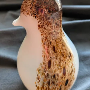 Konstglas Fågel, Vit/Brunmelerad Figur