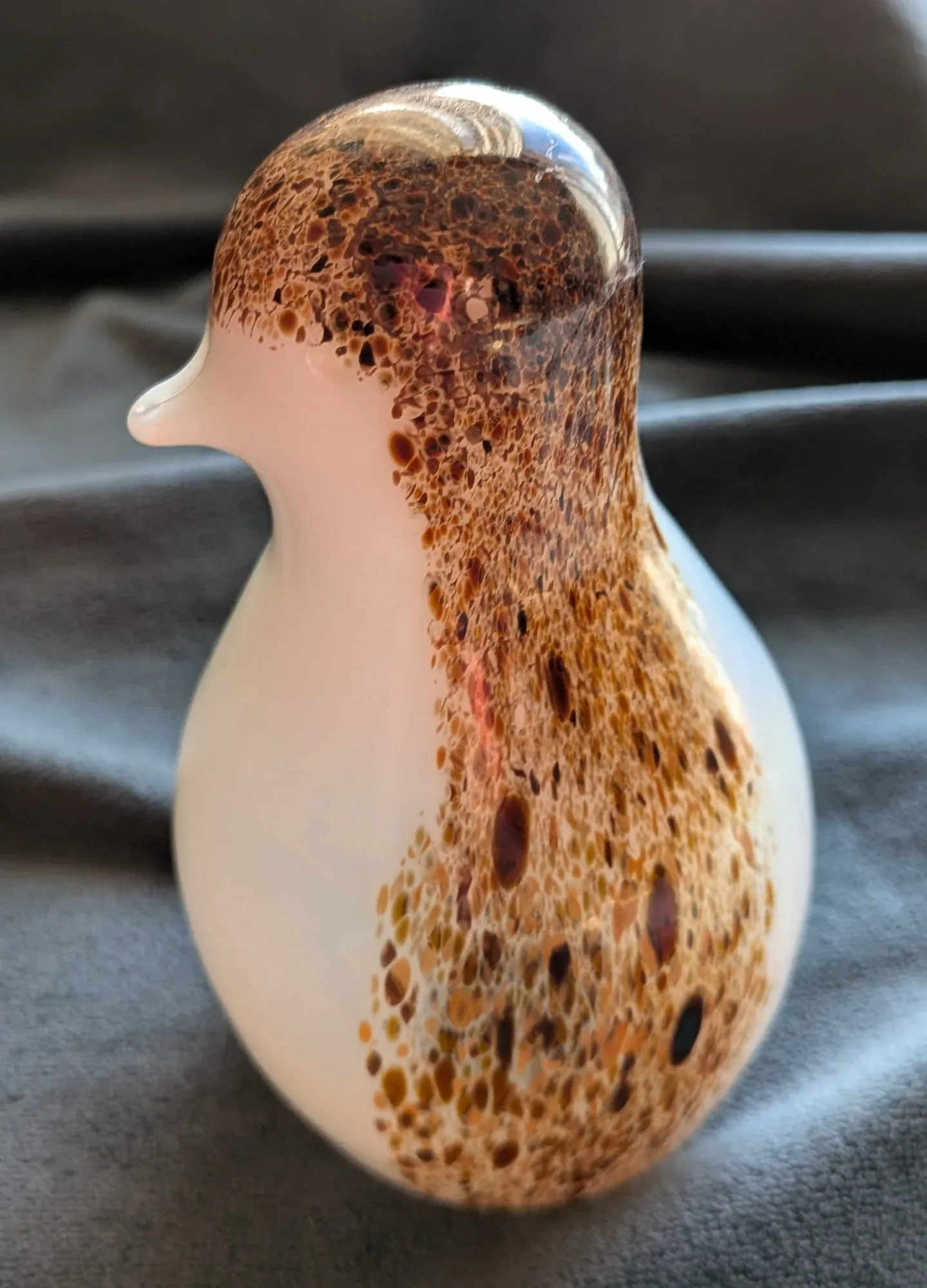 Konstglas Fågel, Vit/Brunmelerad Figur