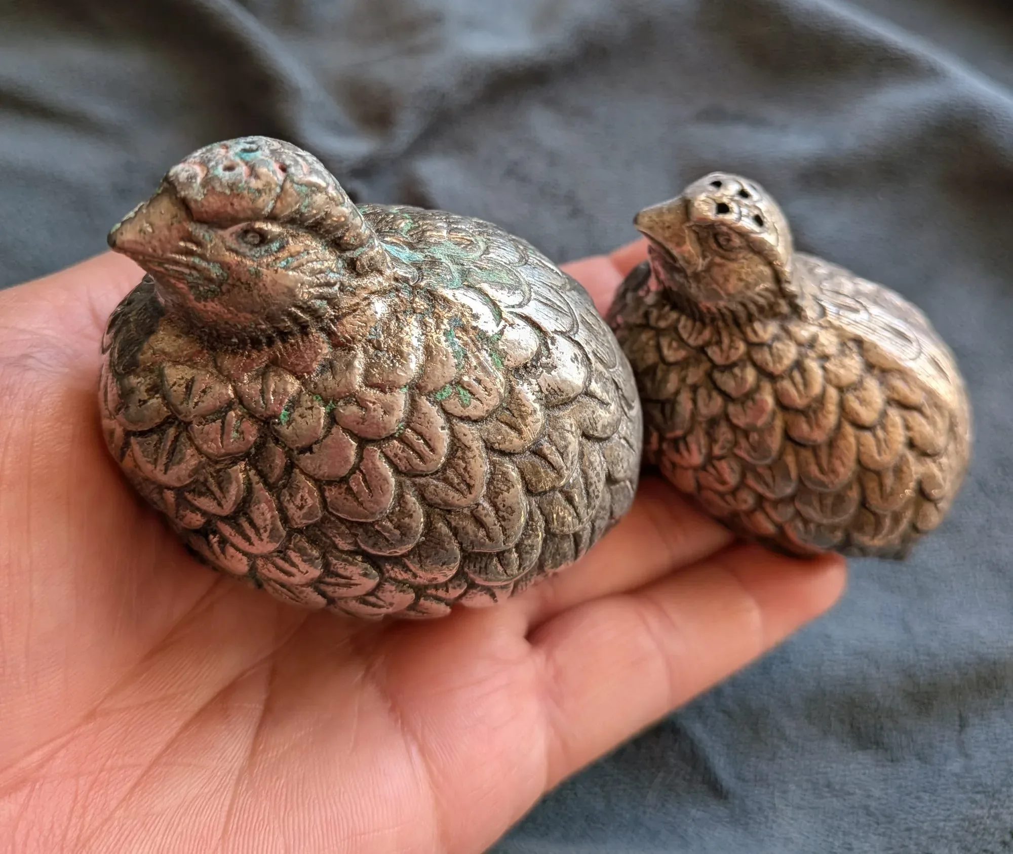 Quail Motif Cast Metal Salt & Pepper Shakers - Image 2