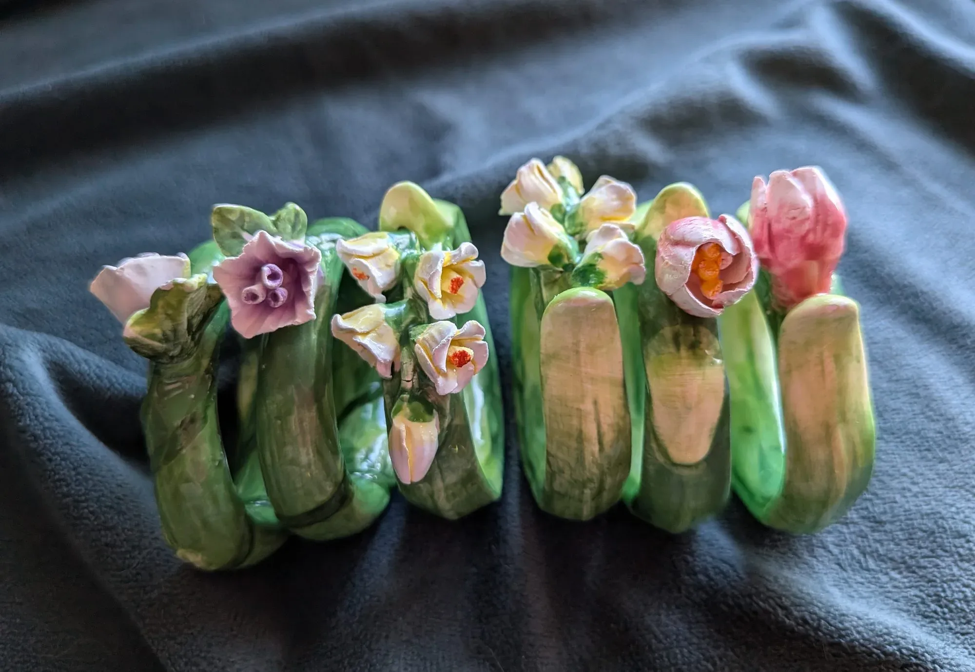 Keramik Servettringar med Botaniskt Blommotiv, 6 st - Bild 12