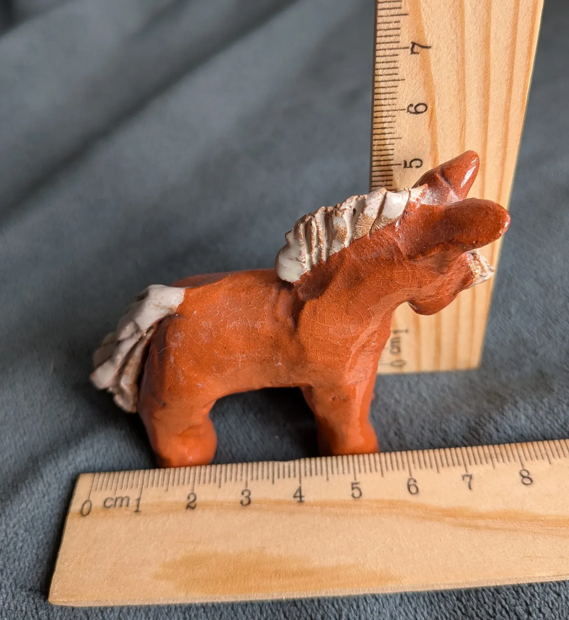Handmade Glazed Ceramic Horse Figurine, Folk Art Style - Image 9