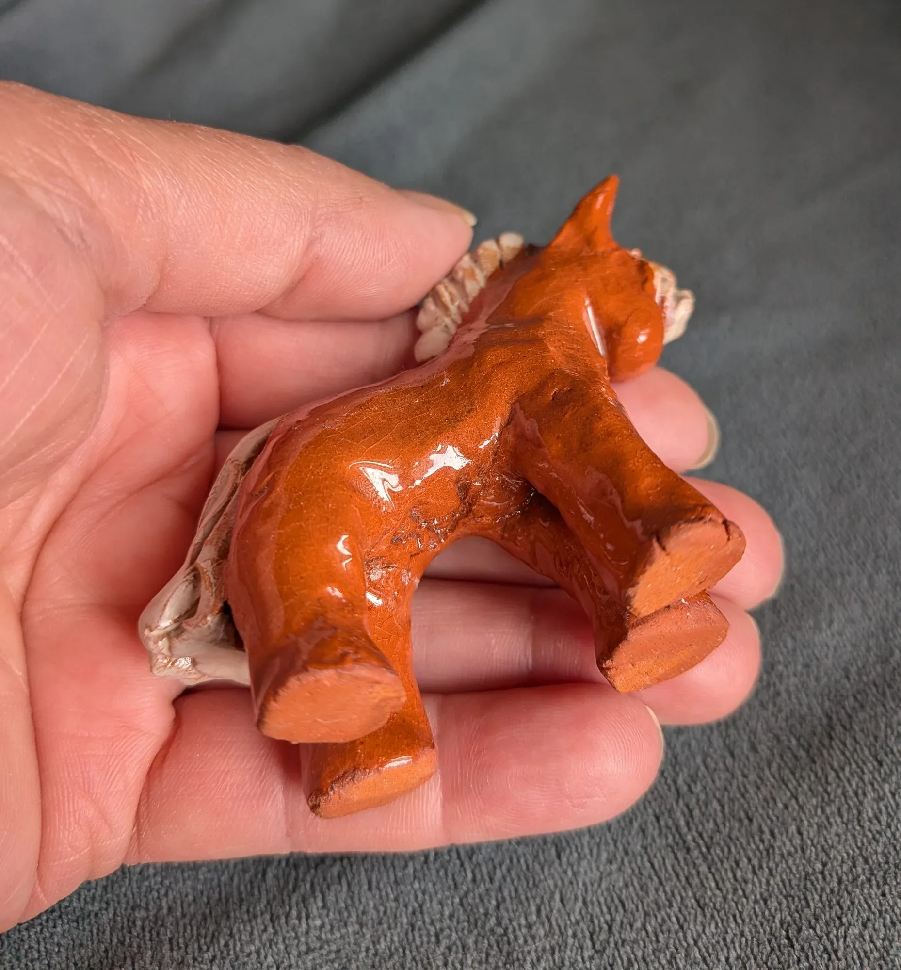 Handmade Glazed Ceramic Horse Figurine, Folk Art Style - Image 8