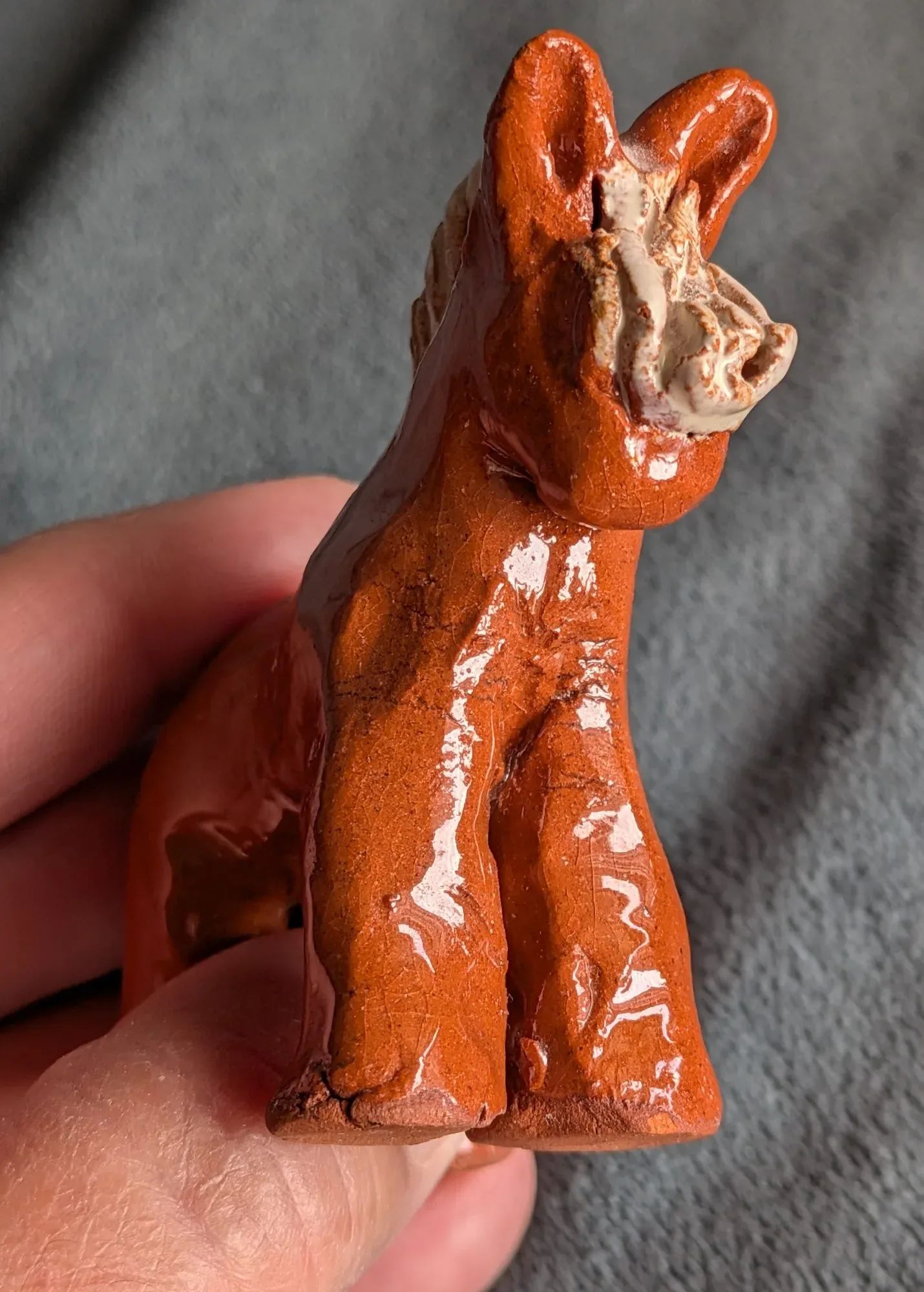Handmade Glazed Ceramic Horse Figurine, Folk Art Style - Image 4