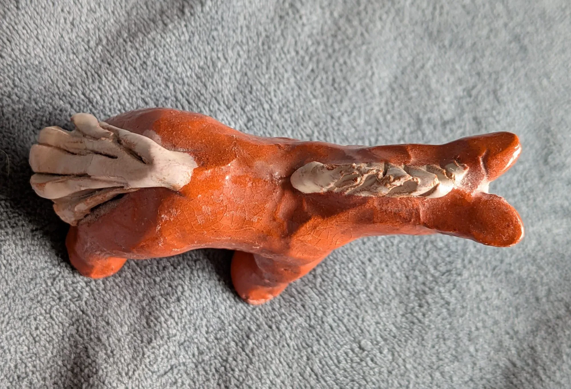Handmade Glazed Ceramic Horse Figurine, Folk Art Style - Image 2