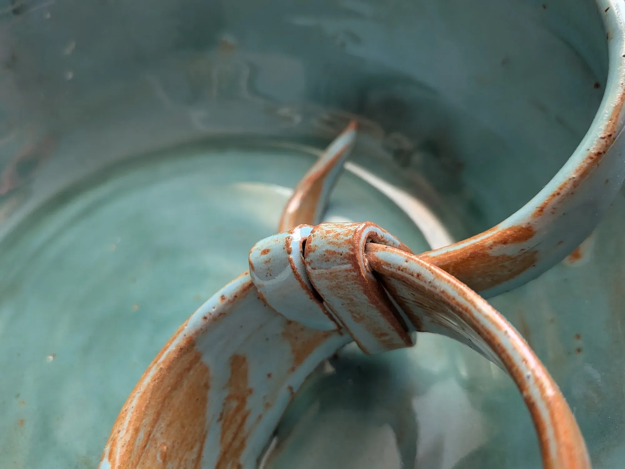 Handmade Ceramic Bowl Set – Turquoise Blue with Knotted Detail - Image 2