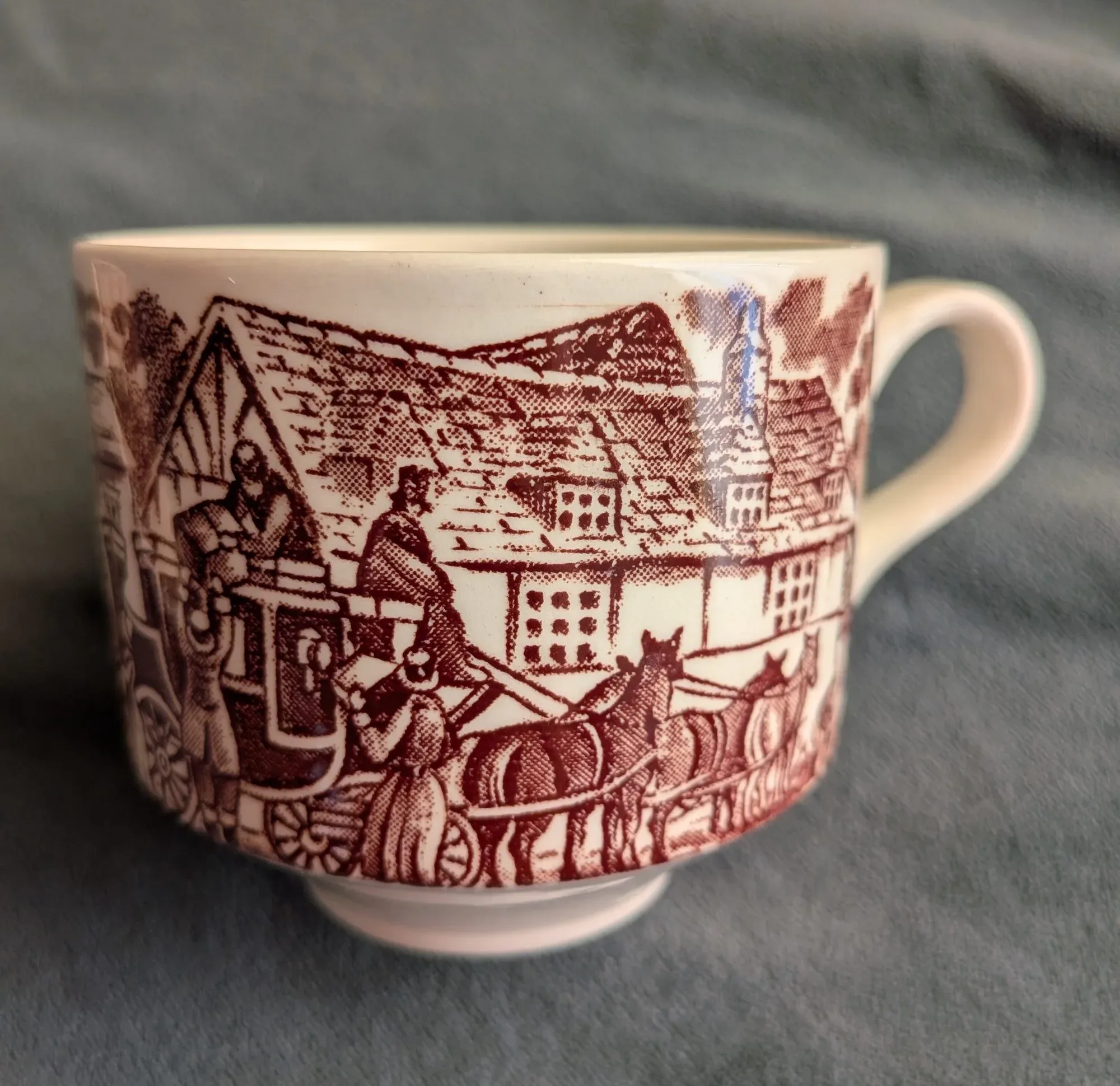 Ceramic Coffee Set, 6 Cups & Saucers, Rustic Transferware - Image 15