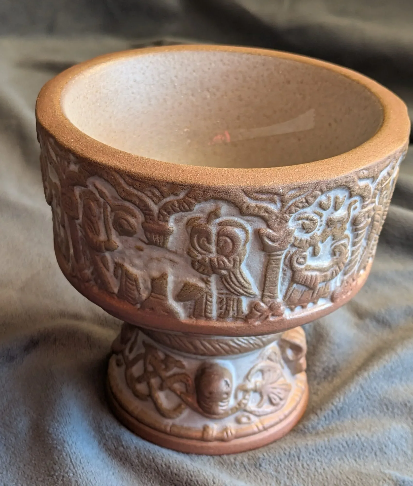 Solid Stoneware Bowl with Relief Decoration