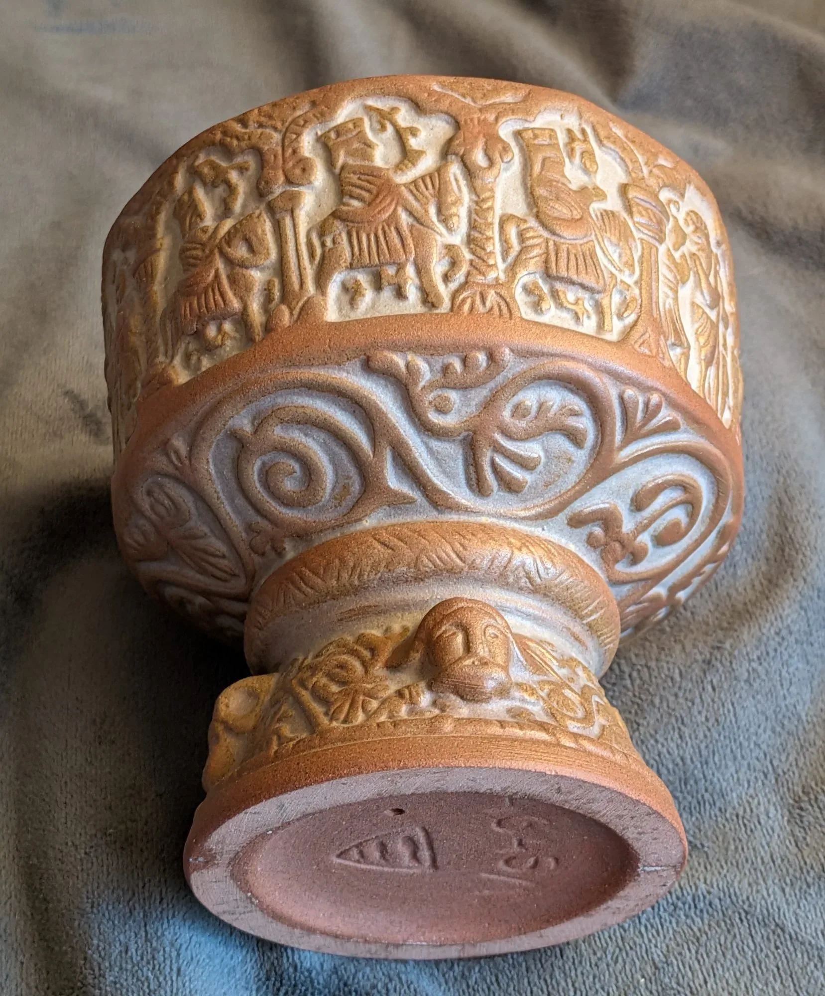 Solid Stoneware Bowl with Relief Decoration - Image 5