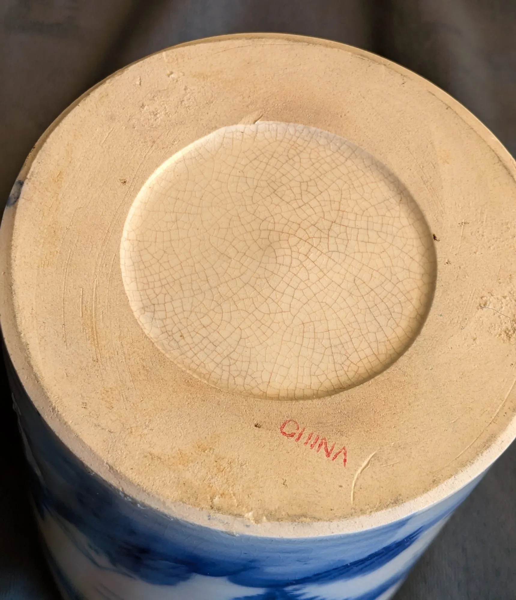 Chinese Blue and White Ceramic Landscape Holder - Image 4