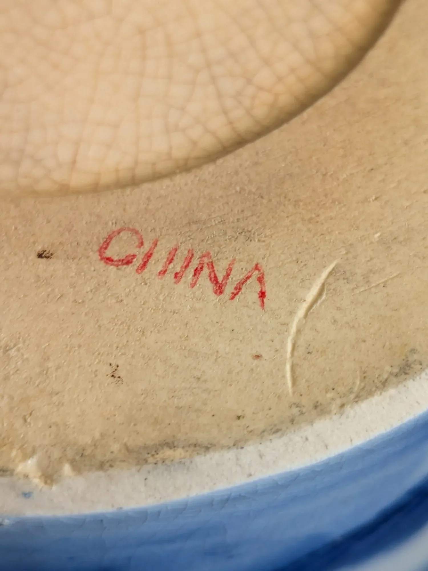 Chinese Blue and White Ceramic Landscape Holder - Image 3