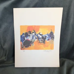 Abstrakt litografi, signerad 'MGv 97', HC