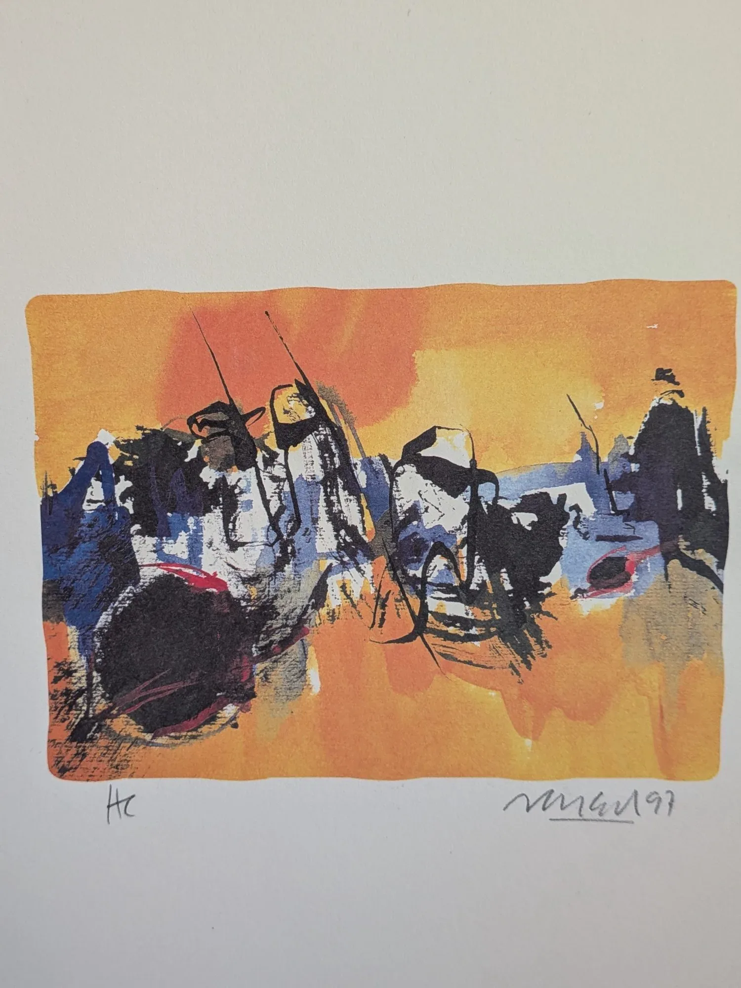 Abstrakt litografi, signerad 'MGv 97', HC - Bild 4