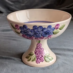 DECO Helsingborg Keramikskål på Fot, Floral Dekor