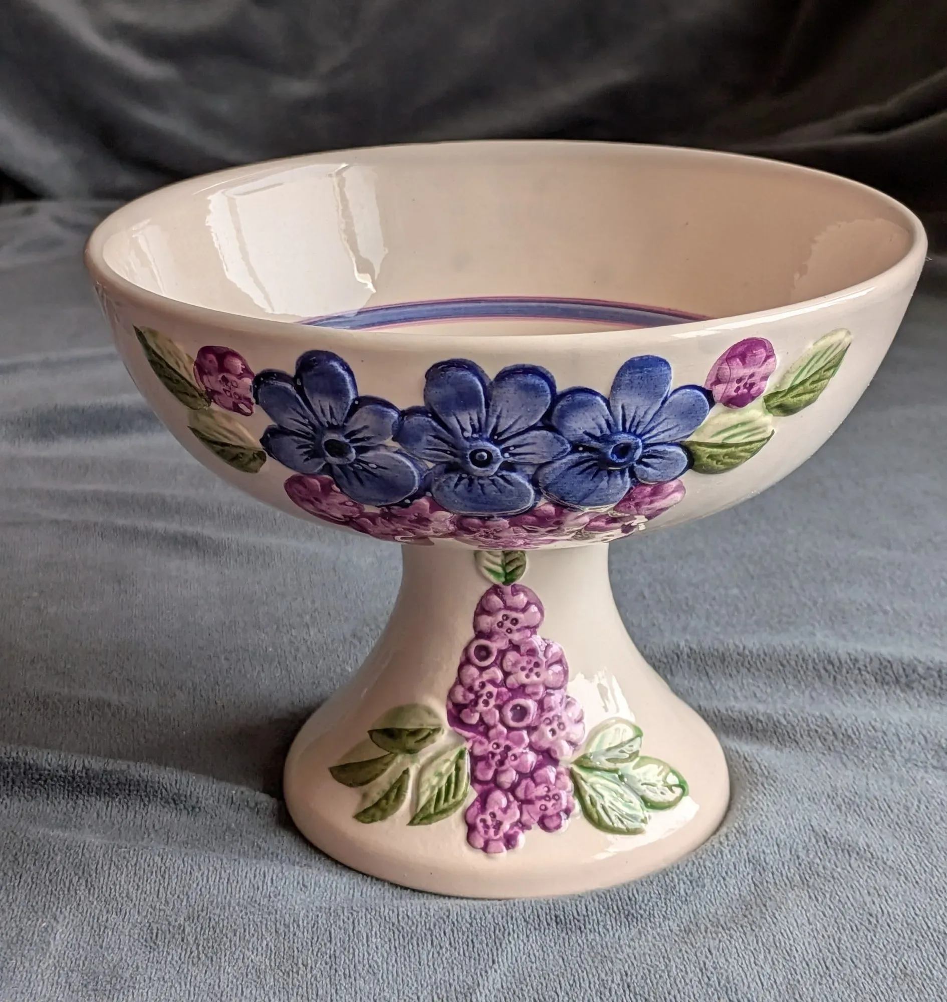 DECO Helsingborg Keramikskål på Fot, Floral Dekor