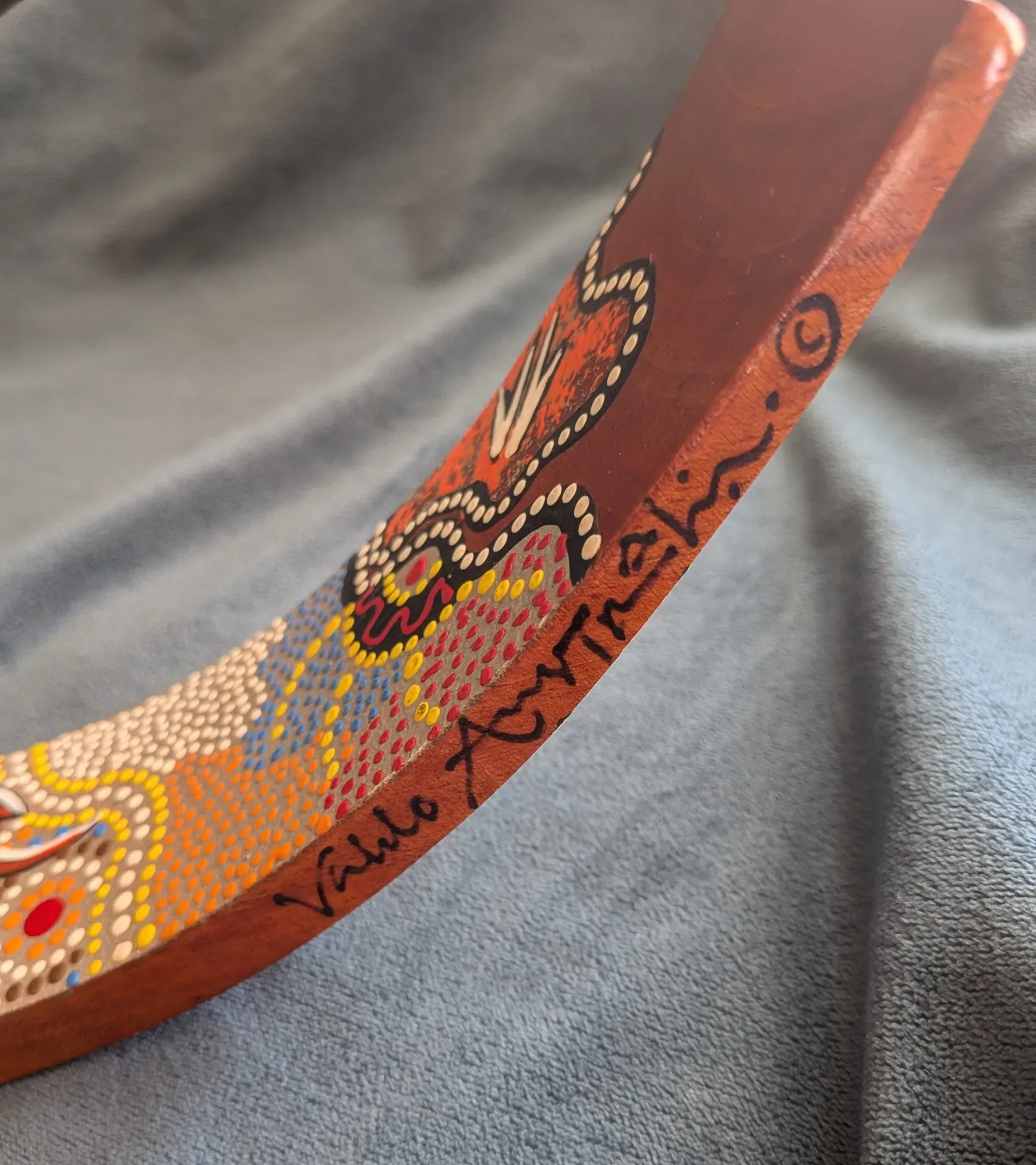 Handmålad Flaskhållare i Trä, Aboriginsk Konststil - Bild 8
