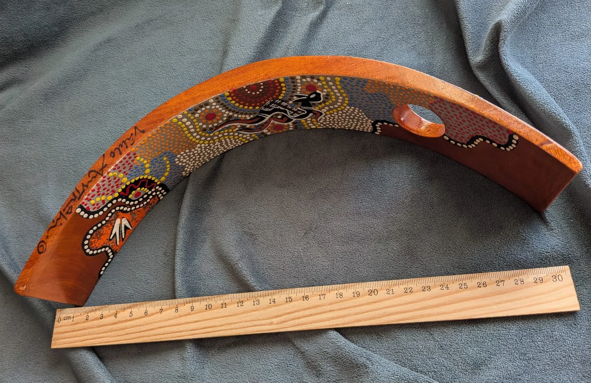Handmålad Flaskhållare i Trä, Aboriginsk Konststil - Bild 4